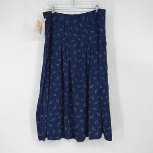 Susan Bristol New Traditions Navy Nautical Rope Print Midi Skirt Women's 2W NWT